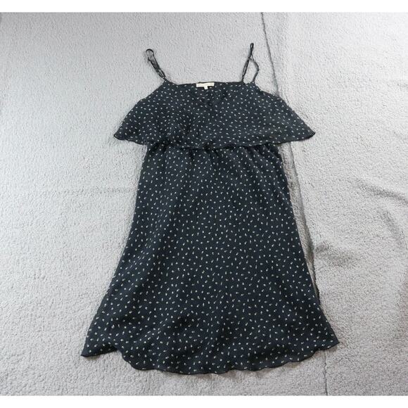 Gold Hawk Dress Silk Womens Medium Floral Print Ruffle Top Spaghetti Strap - Picture 1 of 8